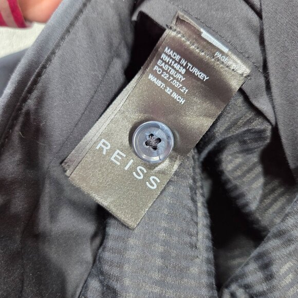 Reiss Pants Mens 32X32 Gray Eastbury Slim Fit Cotton Blend Preppy Stretch Chinos - Picture 3 of 9